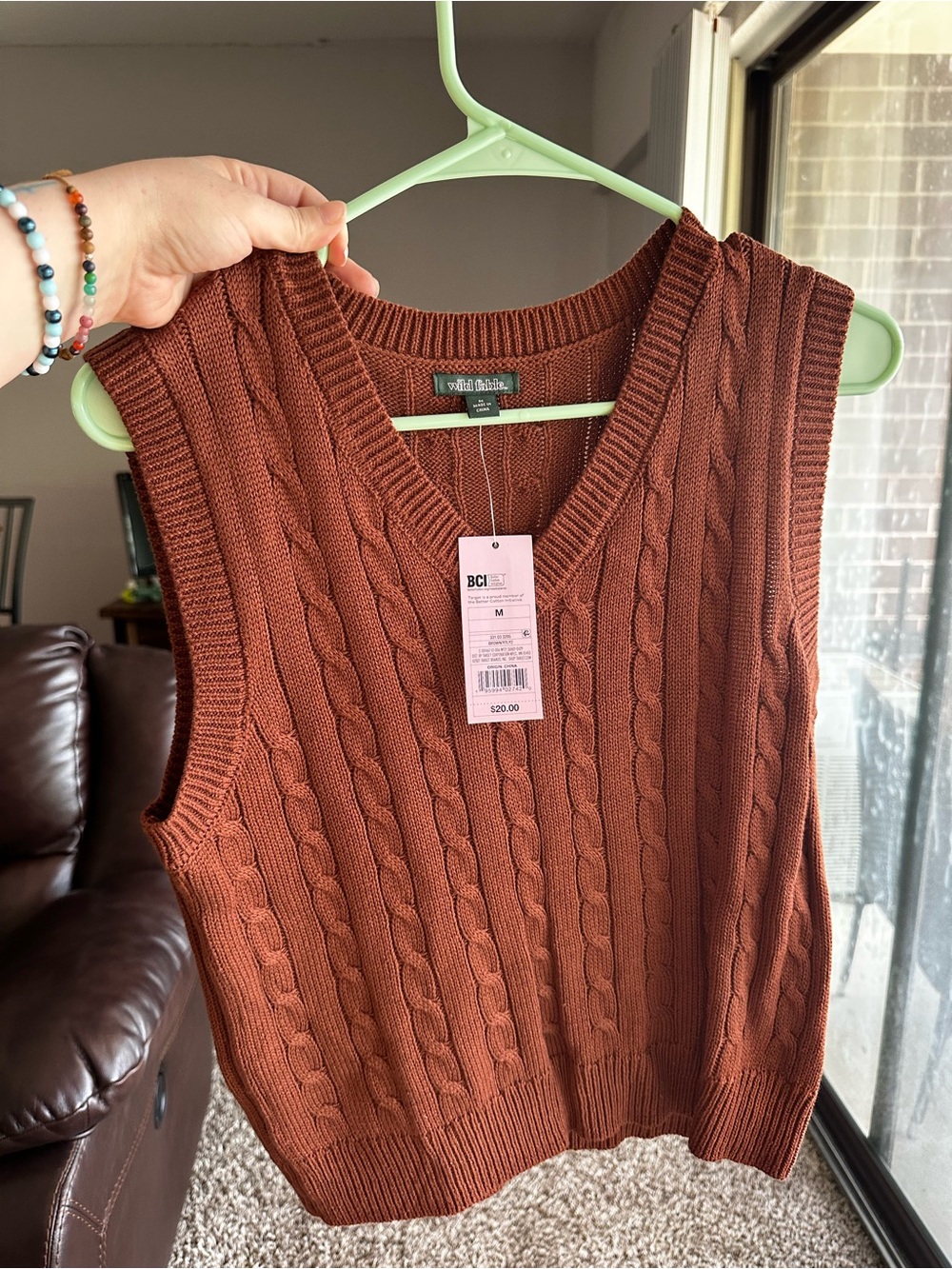 wild fable Cable Knit V-Neck Sweater Vest - Rust